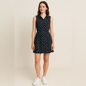 Makiyo Cat Print Dress M Black Sleeveless Button Front Fit & Flare Kawaii Retro